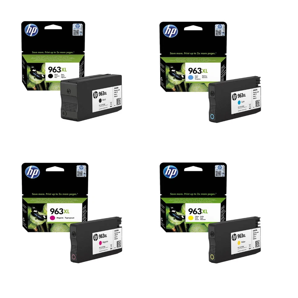 HP 963XL CARTUCCE ORIGINALI BK C M Y 3JA30AE 3JA27AE 3JA28AE 3JA29AE - Immagine 1 di 1