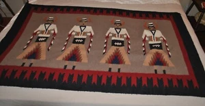Vintage Navajo style YEI handspun wool rug, vintage, 42" X 67", Tourist Copy - Picture 1 of 9