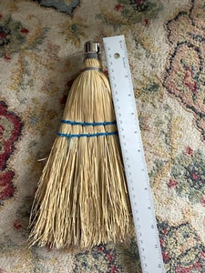 Vtg Corn Whisk Broom Fits Rite Primitive 11" Metal Wire Rustic Hanging Loop Blue - Picture 1 of 14