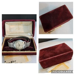 Vintage Presentation Box Red Burgundy velvety 1950's Mens Towne Watch Poor cond - Picture 1 of 19