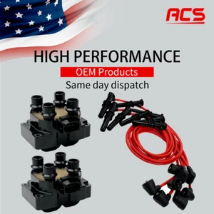 2X OEM Ignition Coil & Spark Plug Wires For Ford F-150 F-250 Lincoln 4.6L FD487 - Picture 1 of 14