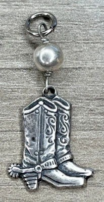 Colgante colgante colgante de plata esterlina 925 con cuentas vaquera bota occidental de peltre de colección Foto 1 de 4