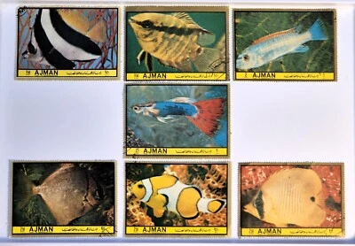 AJMAN 1972 UAE Fish of Tropical Waters - Set of 7 Stamps - XF/NH - Image 1 of 2