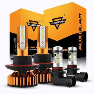 AUXBEAM H13 9145 LED Headlight Fog Light Combo White For 2005-2009 Dodge Dakota - Picture 1 of 12