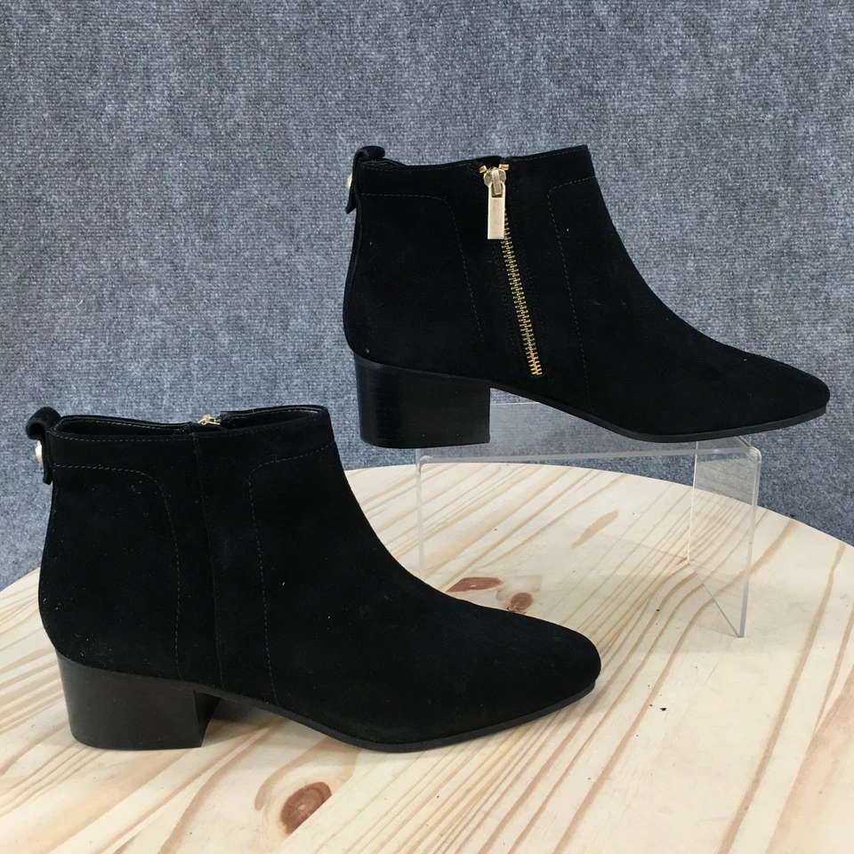 Botas Talbots Femininas 9 M Dakota Ankle Bootie Couro Preto Zíper Lateral Bloco Casual - Imagem 1 de 4