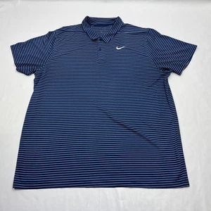 Nike Herren Dri-FIT Golf Poloshirt Navy/Weiß Streifen XL Polyester - Bild 1 von 12