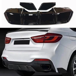 Rear Bumper Diffuser Lip Kit + Side Cover Trim For BMW X6 F16 2015-2018 2017 BLK - Picture 1 of 9