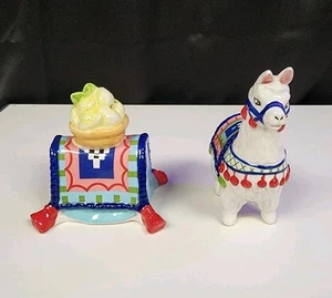 Blue Sky Ceramic Llama Lemons Salt and Pepper Shakers - Picture 1 of 17