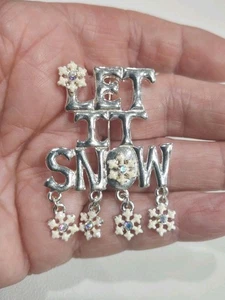 Vintage ST Kenneth Cole KC Emaille Strass Weihnachten Schnee Brosche Anstecknadel 2", A43 - Bild 1 von 4