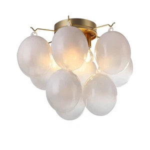 Artcraft Lighting AC11993 Globo 4 Light 16"W Semi-Flush Ceiling - Brass / Milky - Picture 1 of 9