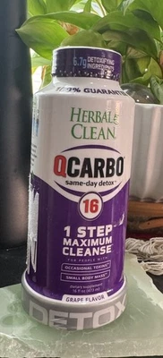 Herbal Clean - Bebida de desintoxicación el mismo día QCarbo16, sabor a uva, (16 fl oz) 26/09 Foto 1 de 4