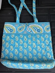 Bolso de mano para mujer Vera Bradley Bermuda azul y verde cachemira retirado - Imagen 1 de 6