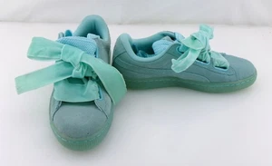Zapatos PUMA Gamuza Corazón Satinado Azul Aruba Tenis Desajuste Para Mujer 6/5.5 - Imagen 1 de 10