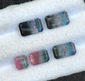 7.33 CRT TricolorTourmalinepairssetNatural Earth Mined Unheated Faceted - Picture 1 of 8
