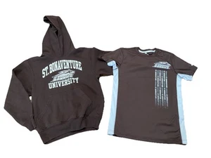 St. Bonaventure Bonnies Hooded Kids Sweatshirt Size Medium Brown Hoodie Shirt - Picture 1 of 9