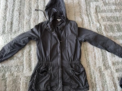 Jaqueta James Perse Feminina 2 Cinza Com Capuz Rabo de Peixe Parka Anorak Leve - Imagem 1 de 4