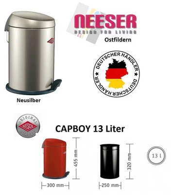Wesco Capboy design Abfallsammler 13 Liter in Neusilber 121212-03 - Bild 1 von 2