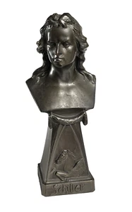 Estatua artística vintage busto Schiller bronce latón decoración oficina en casa - Imagen 1 de 8
