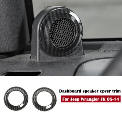 For Jeep Wrangler JK 2008-14 Carbon fiber A pillar horn Speaker frame cover trim Foto 1 de 4