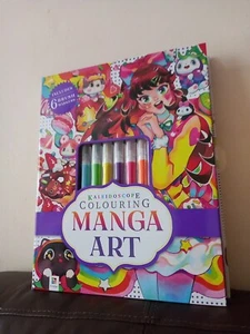 Kaleidoscope Colouring Kit: Manga Art by Hinkler Pty Ltd Book W/ 6 Brush Markers - Picture 1 of 9