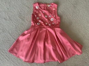 John Lewis Girls Coral Satin Formal Party Dress Age 6 - Picture 1 of 5