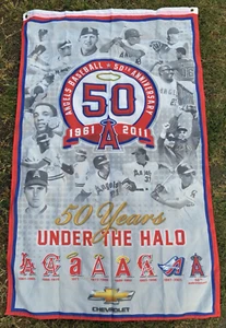2011 LA Anaheim Angels Baseball 50 Years Under The Halo Anniversary Flag Banner - Picture 1 of 6