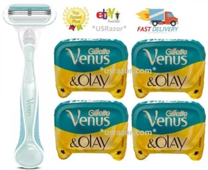 4 Gillette Venus Olay Razor Blades Cartridges Cofortglide Refills Shaver Handle - Picture 1 of 3