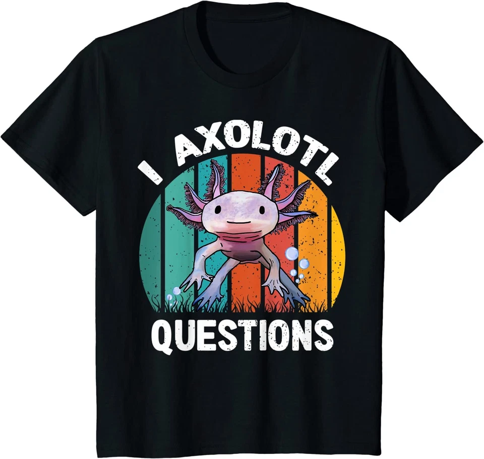 Camiseta unissex juvenil presente Axolotl Questions engraçada fofa Axolotl - Imagem 1 de 1