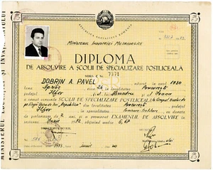 Rumänien, 1973, Vintage Abschlusszeugnis / Diplom - Schule "Republica" - Bild 1 von 2