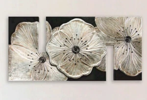 Bild Petunia Silber Hand-Dekorierte Holz Erleichterung Dekoration Wand Blumen - Imagen 1 de 4