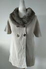 ZARA Cable Knit Women's Cardigan Faux Fur Collar Beige Size Large Brand New