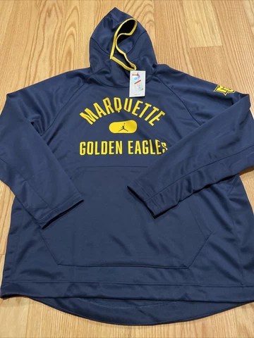 Nike Jordan Marquette Golden Eagles Spotlight Hoodie Mens XXL Navy DD6222 NCAA Cover