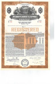 Pennsylvania Electric Company bond certificate - Picture 1 of 1