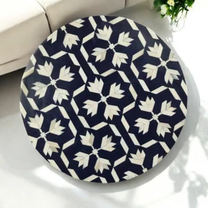 Black Bone Inlay Round Coffee Table Top Luxury Modern Arts Hotel Furniture Decor - Picture 1 of 5