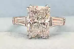Verlobungsring 3,80 ct zertifizierter weißer natürlicher Diamant im Radiant Cut 925 Silber - Bild 1 von 6