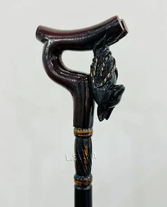 Handmade Wooden Cane ,Bat Walking Stick | Vampire Gothic Walking Cane - 36 inch - Picture 1 of 7