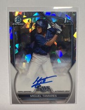 2023 Bowman Chrome Miguel Tamares Atomic Refractor Prospect Auto #/100 Rays