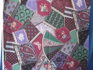 Cranston Print Works Fabric VIP *Patch Work* 1 Yard x 42" Green Purple Wine - Picture 1 of 3