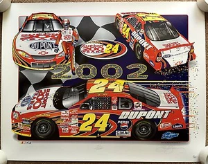 JEFF GORDON & SAM BASS Signed Autographed 22x28 Lithograph, Poster, JSA - Picture 1 of 9