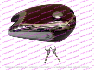 AJS G80 MATCHLESS MAROON & CHROME PETROL FUEL GAS TANK + CAP TAP/FIT FOR - Picture 1 of 7