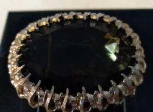 Emmons Amber And Gold Brooch Stone Is Faceted Set With A Bezel And Prongs...2x1" - Picture 1 of 11