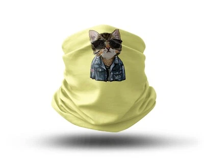Washable Fabric Face Cover Neck Gaiter Unique Print Hipster Kitty Design EU Made - Image 1 of 4