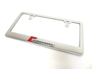 (1) 3D "SUPERCHARGED" Emblem STAINLESS STEEL Chrome License Plate Frame Holder - Picture 1 of 2