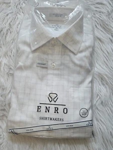 SIZE 16 34/35 ENRO (NEW) White & Purple Long Sleeve Checked Shirt Lot 89 - Picture 1 of 2