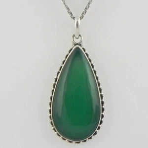 Sólido 925 Plata Ley Verde Onix Collar con Colgante Mujeres PSV-2113 - Imagen 1 de 4