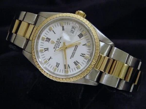 Rolex 2Tone 18K Gold/Stainless Steel Date White Black Roman w/Oyster Band 15223 - Picture 1 of 6