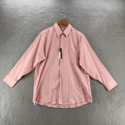 Geoffrey Beene Dress Shirt Mens XL Pink Wrinkle Free Cotton Long Sleeve NWT - Image 1 of 4