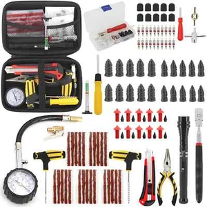 Car Tire Repair Kit Tubeless Tyre Puncture Studding Tool Set Vacuum Film Nail - Picture 1 of 35