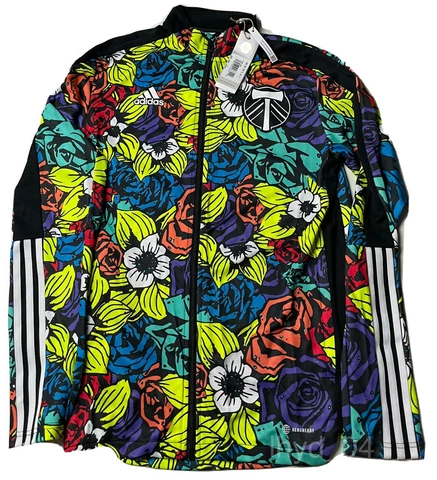 ADIDAS PORTLAND TIMBERS M JACKET $65 TIRO UNITY FLOWER FULL ZIP SOCCER DS HK2312 Cover