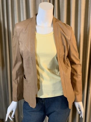 NWT Haute Hippie Women’s Light Brown Soft Lamb Leather Jacket Silk Lined Sz M - Image 1 of 4